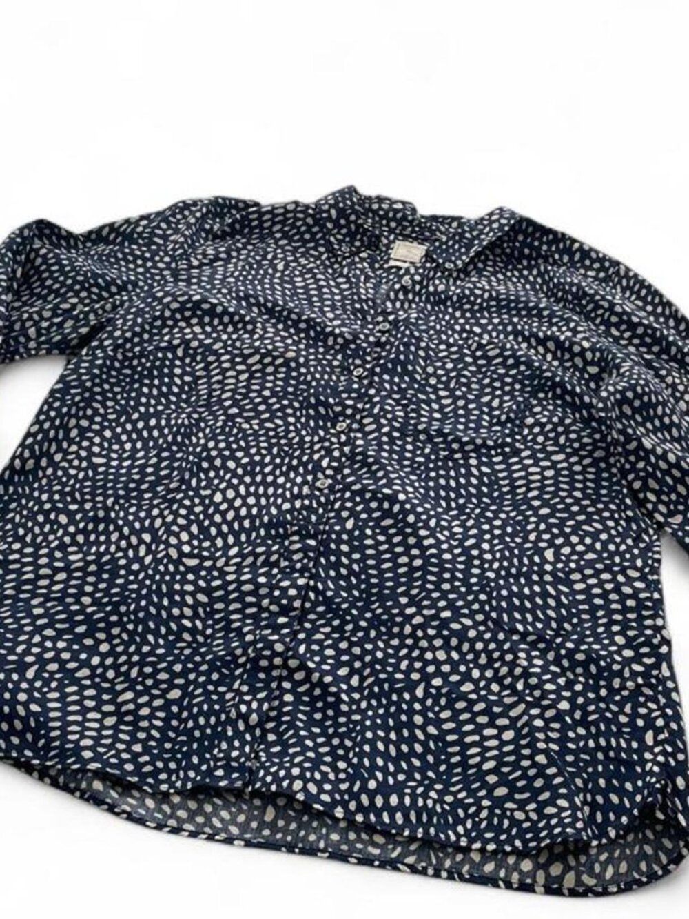 Gap Tailored Shirt Navy Polka Dot Blouse XL